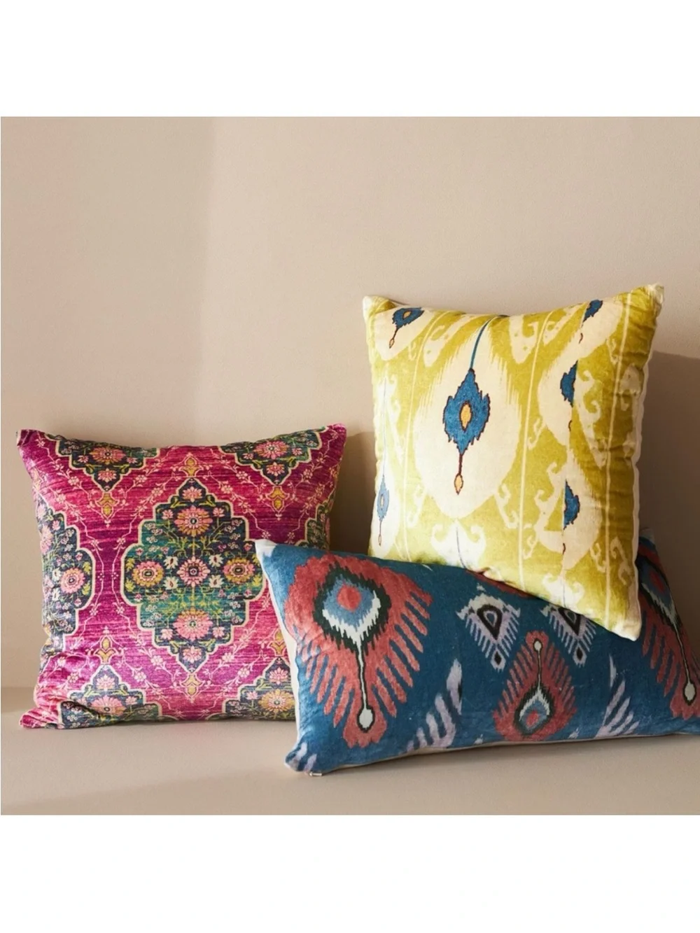 Bundle Anthropologie Vibrant Global Velvet Pillow Pink (2 pillows)